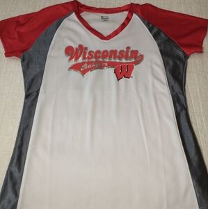 Wisconsin Badger T-shirt Jersey, Women's Size Medium, White /Red, College Sports